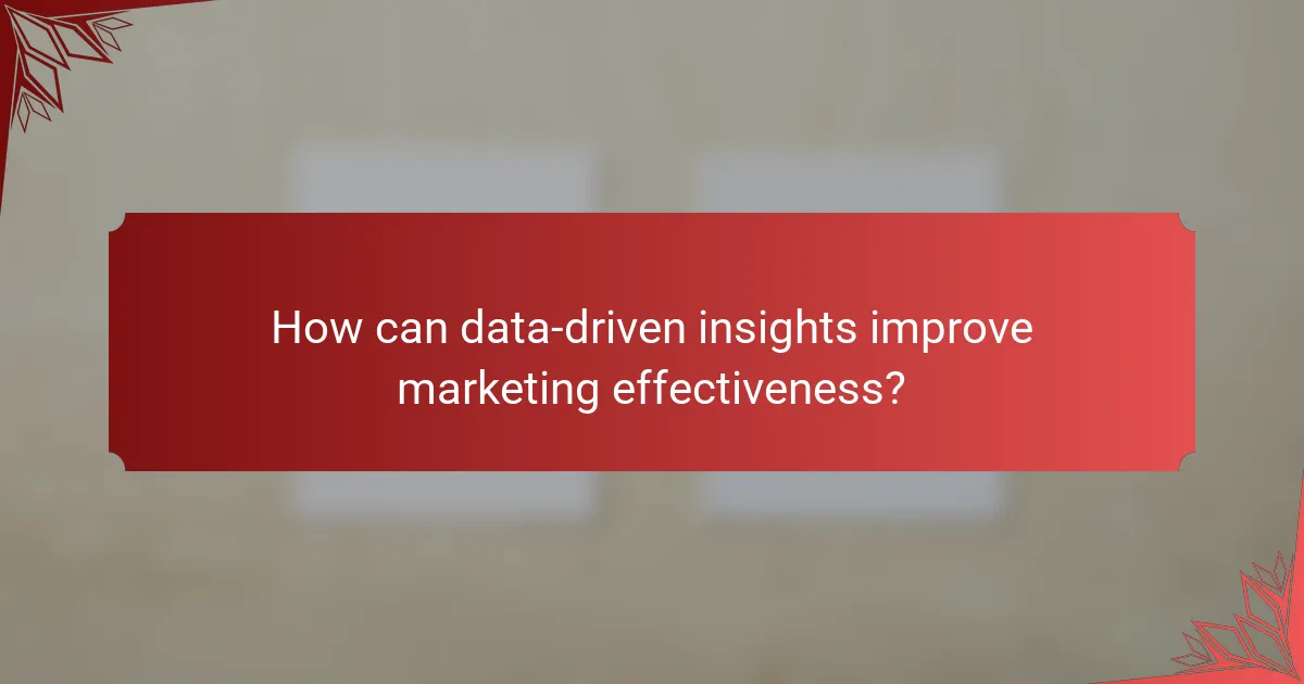 How can data-driven insights improve marketing effectiveness?